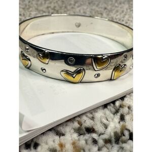 Brighton Tone Heart Charm Bracelet Multicolor Sparkling Stamped​